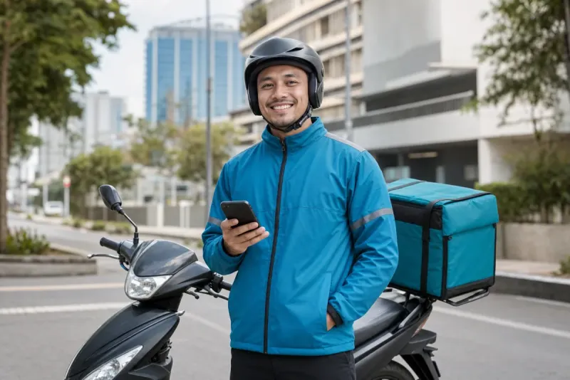 Driver with delivery bag